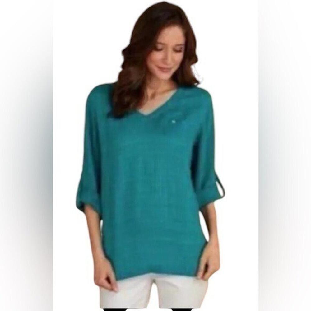 Soft Surroundings - NWT Topanga Linen Blend Blouse Top Sz M